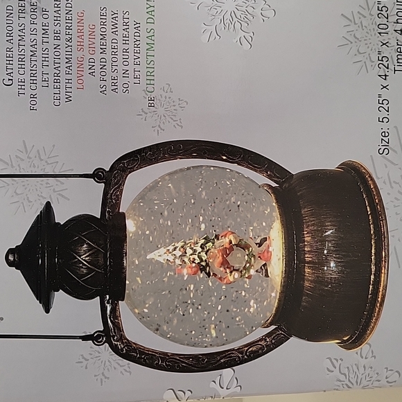 New 10.25" Gnome with tree hat and wreath glitter lantern Christmas is forever. - Picture 2 of 3